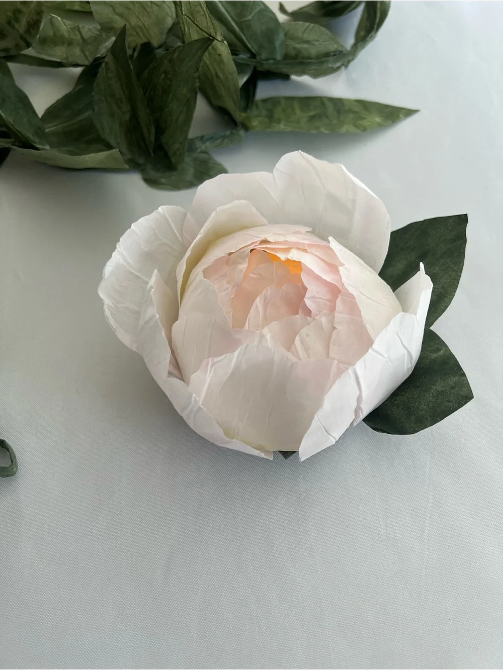 LED Votive candle cover. Elegant Cream-Pink Artificial Peony Accent Flower
